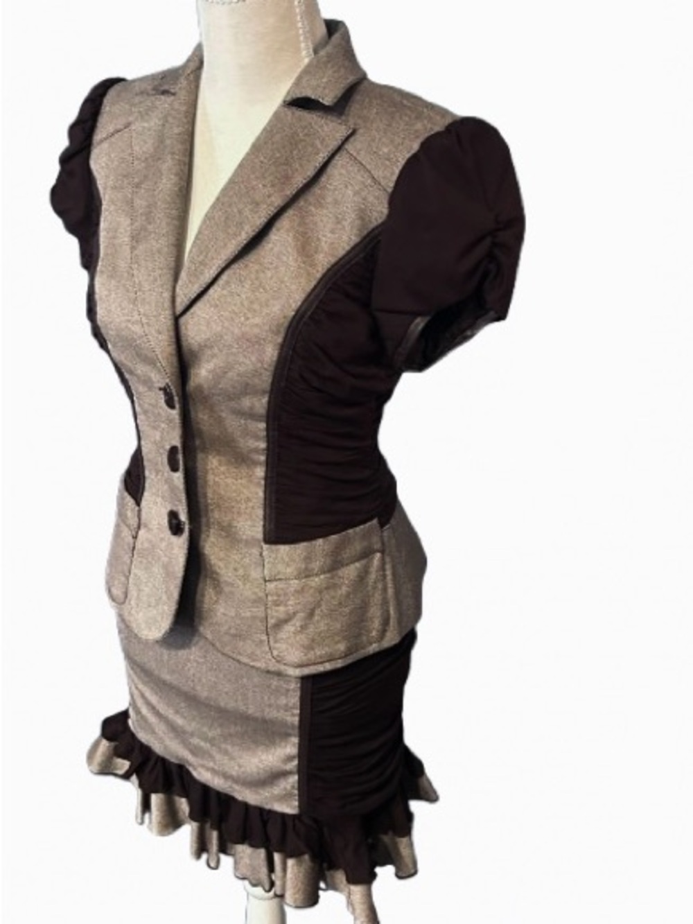 NWT 2-Pc BEBE Skirt Suit Jacket Blazer Y2K 90s Small Vintage Mini Designer New - Picture 3 of 16